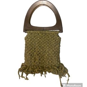 Macrame Vintage Wooden Handle Purse